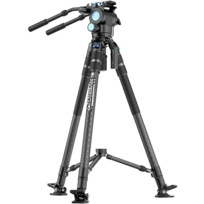 Imagen de SIRUI Trípode de Fibra Carbono, Video con Cabezal Fluido, Ajuste Altura en un Solo Paso, Placa QR Modo Dual, Carga hasta 25 kg, para Cámara Profesional