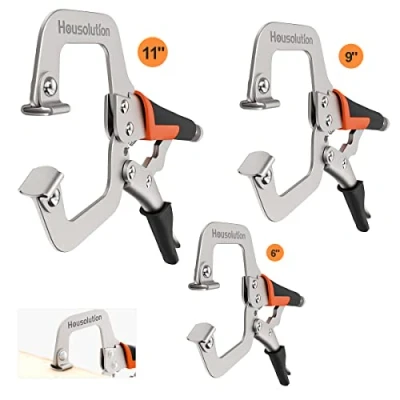 Imagen de Housolution [3 PZS Alicates de Sujeción Acero Alto Carbono, Abrazadera en C con Mango Goma Antideslizante y Almohadillas Giratorias para Instala Solda DIY, 6 9 11 Negro Naranja