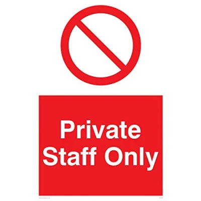 Imagen de Viking signos pa1489 a2p 1 m &quot;privado Personal, diseño con texto Staff Only&quot; signo, plástico, mm, semirrígido 600 mm H x 400 W