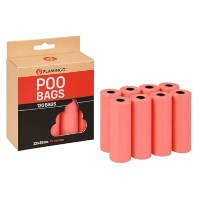 Imagen de Bolsas caca perro 120 unidades biodegradables seguras y cómodas azul pastel Flamingo