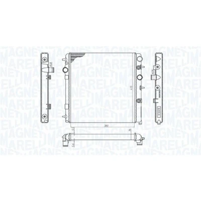 Imagen de MAGNETI MARELLI 350213198700 Radiador, refrigeración del motor 380 398 23 Aletas unidas mecánicamente PEUGEOT: 207 Hatchback