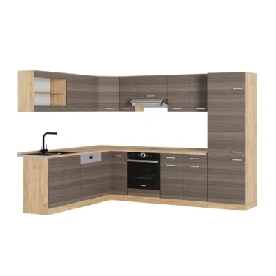 Imagen de Vicco Cocina esquinera &quot;R Line&quot;, Gris noble/roble dorado, 227 x 287 cm sin encimera