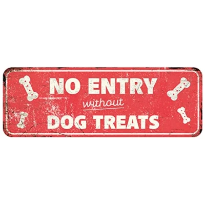 Imagen de D&amp;D Home, Panel de Aversión Atención al Perro, 40x13x0,3 cm, Versión en inglés, Fondo Rojo, Señal Advertencia Metal Resistente óxido con Texto Divertido