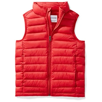 Imagen de Amazon Essentials Chaleco Plumífero Plegable y Ligero, Resistente al Agua Niño, Rojo, 8 años