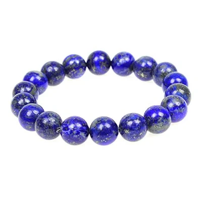 Imagen de MJDCB Pulsera Lapislázuli Natural de 10 mm, Cuentas Piedra Amuleto La Suerte y Protección
