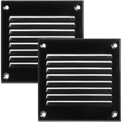Imagen de Vent Systems cubierta de ventilación aire de, color negro, parrilla retorno con pantalla protección plagas integrada, conducto ventilación, 100x100 mm, paquete 2