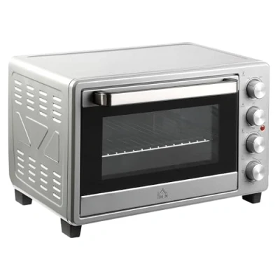 Imagen de HOMCOM Horno Eléctrico de Sobremesa 32L 1600W con 3 Modos Calor Temporizador 60 Min y Temperatura Regulable hasta 230℃ Plata