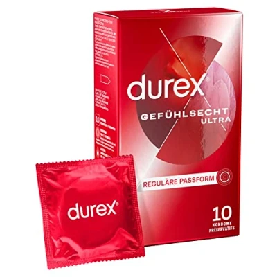 Imagen de Preservativos Durex sensación Ultra Sensi Fit, un 20% más finos en la punta para una intensa, envase de 10 (1 x unidades)