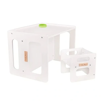 Imagen de KiddyMoon Set Reversible De Mesa Y Silla para Niños TC 001, Blanco