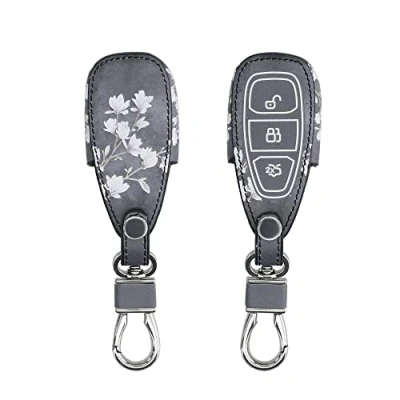 Imagen de kwmobile Funda Compatible con Ford Llave de Coche Keyless Go 3 Botones Cubierta Cuero sintético Case para Mando y Control Auto Magnolias