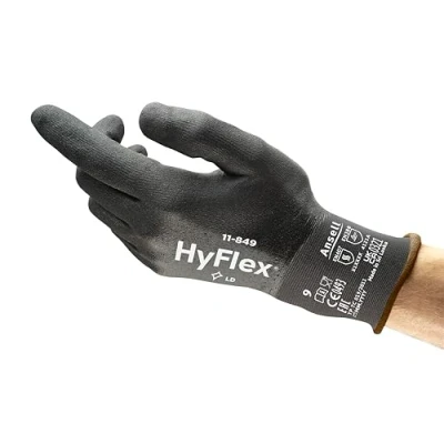 Imagen de Ansell HyFlex 11 849 Guantes Trabajo Repelente al Aceite, Diseno Ultraligero con Recubrimiento Nitrilo Antiabrasion, Mecanico Industrial, Hombre y Mujer, Negro, Talla S (1 Par)