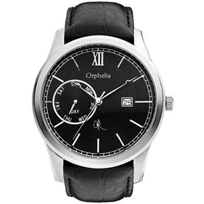Imagen de Orphelia 132 6707 44 Reloj analógico de Cuarzo para Hombre con Correa Piel, Color Negro