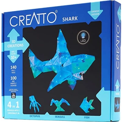 Imagen de Thames &amp; Kosmos , 03522, Creatto: Shimmer Shark Ocean Pals, Light Up Crafting Kit, Decor Lamp, Shark, Octopus, Seagull Fish, DIY Activity Kit LED Lights, Ages 10+