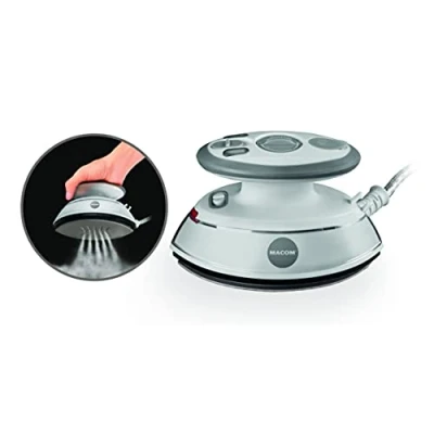 Imagen de Macom Mini Plancha de Doble Punta para Vapor Toda Placa, Color Blanco y Gris