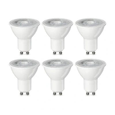 Imagen de Amazon Basics Bombilla de luz puntual GU10 tipo LED, 4.7 W (equivalente a 50 W), blanco cálido, no regulable, paquete 6
