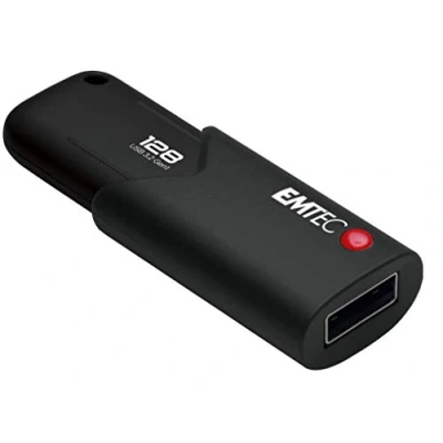 Imagen de Emtec Memoria USB 3.0 (3.2) Click Secure B120, Flash Drive de 128 GB, Almacenamiento Externo, Lectura 100 MB/S, Escritura 20 con Software Encryption AES260, Color Negro