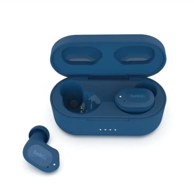 Imagen de Belkin auriculares True Wireless SOUNDFORM Play preconfiguraciones de ecualización, certificación IPX5 resistencia frente al sudor y el agua, 38 horas autonomía, iPhone, Galaxy, otros, azules