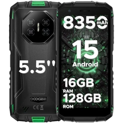 Imagen de DOOGEE Fire3 Pro Telefono Movil Irrompible, Android 15 Octa Core Rugerizado 8350mAh, 16GB RAM+128GB ROM/2TB, 5.5&quot; IPS HD+, Smartphone 3,5mm, Cámara 16MP+8MP, NFC/Huella Lateral/Face ID