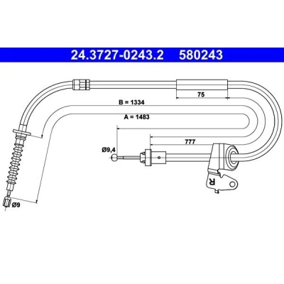 Imagen de ATE 24.3727 0243.2 Cable de Freno Mano 1483