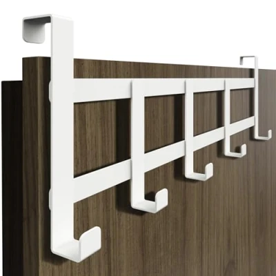 Imagen de 4happy perchero de puerta compacto para colgar en la puerta, universal ropa, ganchos sólidos color blanco