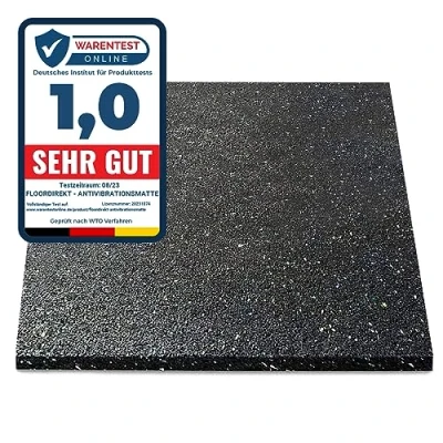 Imagen de Floordirekt Alfombra Antivibración 60x60 cm Fabricada en Alemania Para Lavadoras, Secadoras, etc. Cortable Disponible Diferentes Grosores (60 x 60 0,5 cm)
