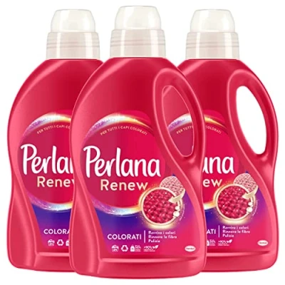 Imagen de Perlana Renew Detergente líquido de colores para lavadora y colada a mano Neutrilzza malos olores en las telas Renueva los 3 botellas 1,44 litros