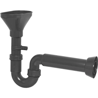 Imagen de Cornat T359104R Rezyklat Sifón de Agua para Goteo (3,81 cm, diámetro 50 mm, con Embudo y Soporte Pared, Fabricado en Alemania), Gris