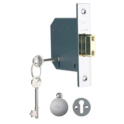Imagen de YALE P M552 CH 65 Cerradura de mortaja 5 palancas, Alta Seguridad, 0 W, Acabado Cromado, 2.5 Inch/64 mm