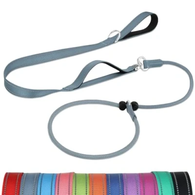 Imagen de Joytale Correa Retriever de Entrenamiento, Doble Asa Acolchada, Collar Antideslizante, Reflectante para Perros Pequeños y Medianos, 1,8 M, Gris