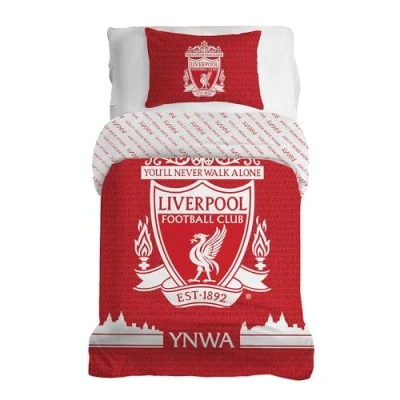 Imagen de Character World Liverpool FC Juego de Funda edredón Oficial para Cama Individual, diseño Tonos, Reversible, Color Rojo, 2 Caras, Incluye Almohada a