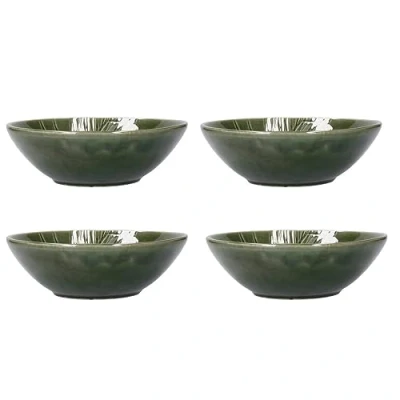 Imagen de Mikasa Jardin Juego de 4 Cuencos para Pasta, 4x Pasta en Gres, Verde con Estampado Botanicu, 20cm Apto lavavajillas y apilable