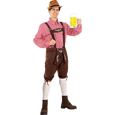 Imagen de Funidelia Disfraz de Oktoberfest deluxe para hombre Tirolés, Bávaro, Alemania adultos y divertidos accesorios Fiestas, Carnaval Halloween Talla M Marrón