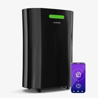 Imagen de KLARSTEIN Aerodry Smart 12l deshumidificador 12l/Day, depósito de 2.5l, 39dB silencioso, Filtro Carbono, WiFi &amp; App, led Display, Timer, eléctrico para hogar, Oficina, Negro