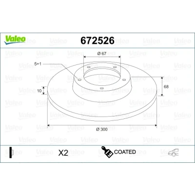 Imagen de VALEO 672526 Disco de freno Eje trasero 300 10 5 macizo revestido MERCEDES BENZ: Clase E Berlina, Vito Mixto, T modell