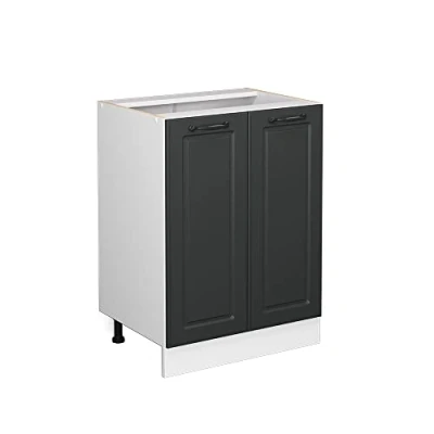 Imagen de Vicco Mueble bajo de cocina &quot;R Line&quot;, Antracita casa campo/Blanco, 60 cm sin encimera