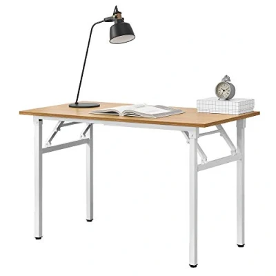 Imagen de Neuhaus Mesa extraíble de diseño 120 x 60 cm Altura Ajustable 75 76,4 Ahorra Espacio Plegable pequeña Aglomerado Color Haya con Patas Blancas