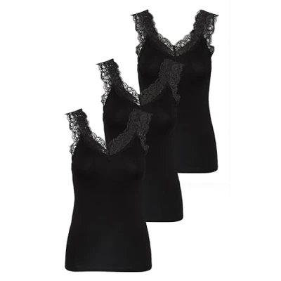 Imagen de PIECES Pcbarbera Lace Noos BC Top para Mujer, 3 x Negro, XL