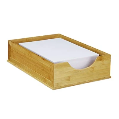 Imagen de Relaxdays Bandeja para Documentos, Apilable, DIN A4, Organizador de Escritorio, Bambú, 10 x 26,5 39 cm, Marrón