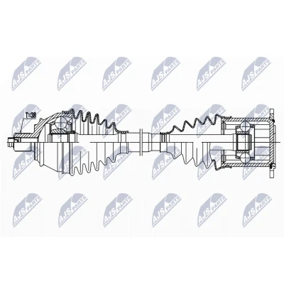 Imagen de NTY NPW AU 033 Árbol de transmisión Eje delantero, izquierda 556 VOLKSWAGEN: Phaeton