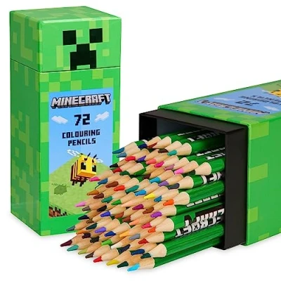 Imagen de Minecraft Lapices de Colores para Niños Caja 72 Lápices Colorear con Mina Resistente Merchandising Oficial Regalos Originales