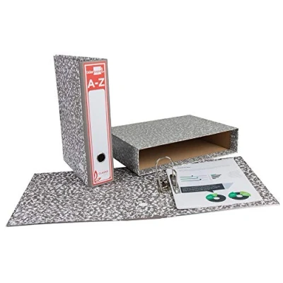 Imagen de ARCHIVADOR DE PALANCA LIDERPAPEL CARTON FORRADO FOLIO JASPEADO GRIS CON CAJA CLASSIC RED