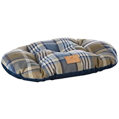 Imagen de Ferplast Cojín Acolchado Para Perros Y Gatos Scott 45/2, Doble Cara, Escocés, Suave Terciopelo, Lavable, Azul, XS
