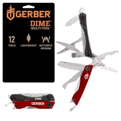 Imagen de Gerber Multiherramienta con 12 funciones, Dime Pocket Multi tool, Rojo, 31 003622