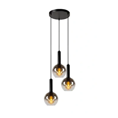 Imagen de Lucide Lámpara colgante Marius, vidrio, negro, 3 luces