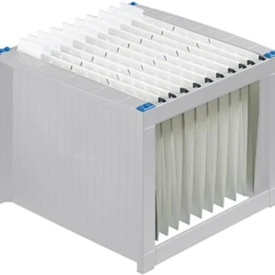 Imagen de helit H6110084 Archivador colgante, extra resistente, apilable, gris claro / azul