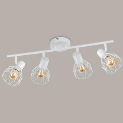 Imagen de Kimjo Lamparas Focos de Techo Blanco Ajustables y Giratorios, 4 para el LED Blanco, Lampara E14, Apliques Interior Dormitorio Cocina Sala, Max. 40W, Sin Bombilla