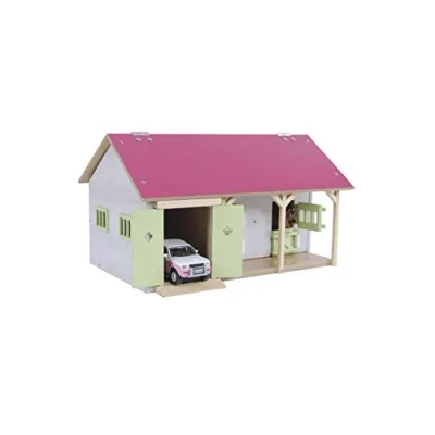 Imagen de Kids Globe 610245 Horse Stable, Pink, 1:32 Scale (with 2 Boxes, 1 Storage Room, Without Horses and Accessories, Farm for Children)