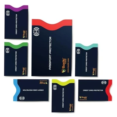 Imagen de Boxiki Travel Fundas de Bloqueo RFID para Pasaporte y Tarjetas crédito (Navy Blue 7 pcs)