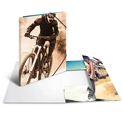 Imagen de HERMA 19234 carpeta de dibujo Impressions con motivo Mountainbike, A3, cartón resistente, impresión interior, 1 palmo