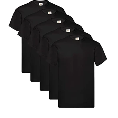 Imagen de Fruit of the Loom Mens Original 5 Pack T Shirt Camiseta, Negro (Black), X Large (Pack de 5) para Hombre